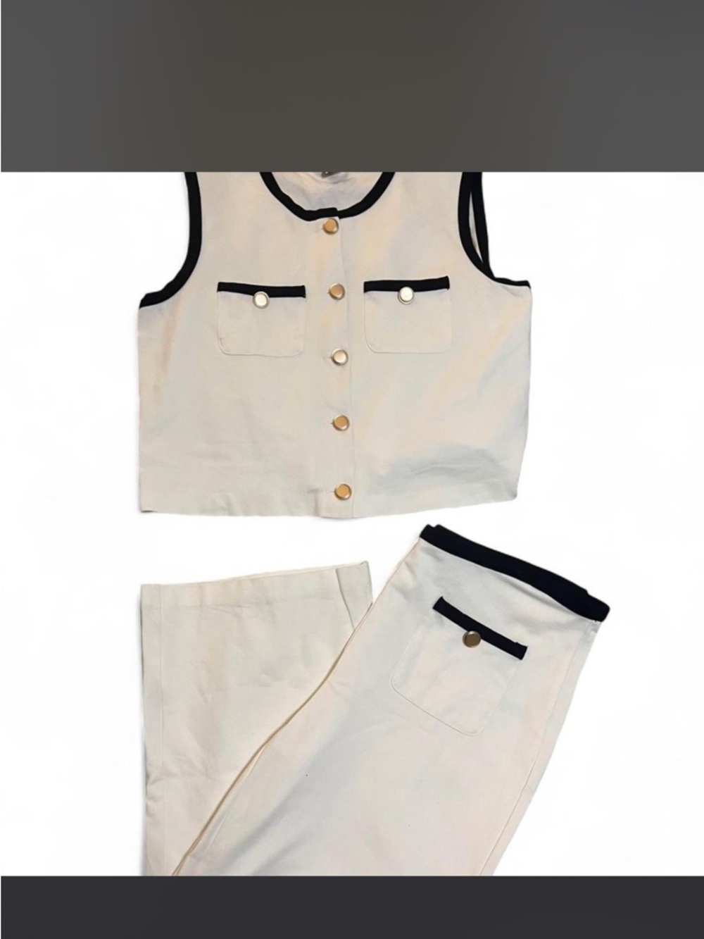 Rachel Zoe Cream and Black Sleeveless 2pc set